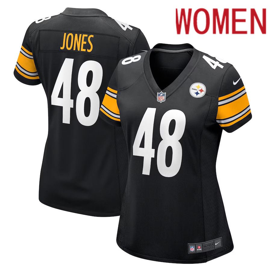 Women Pittsburgh Steelers #48 Jamir Jones Nike Black Team Game Player NFL Jersey->women nfl jersey->Women Jersey